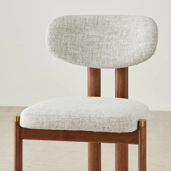 Portobello II Murmur White Fabric Dining Chair - Toffee Brown Ash Legs